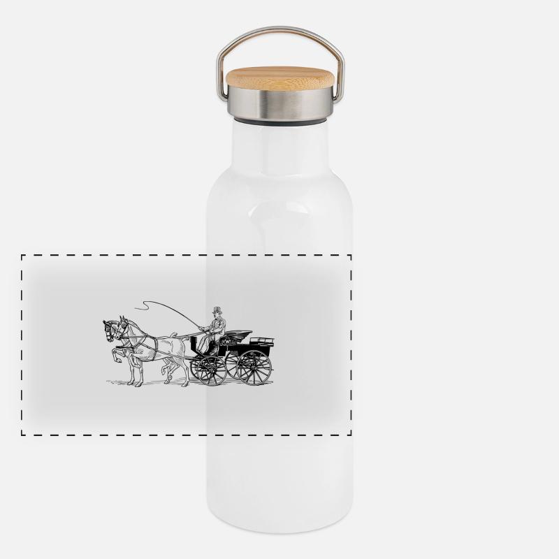 Pferdekutsche Panorama Thermosflasche mit Bambusdeckel