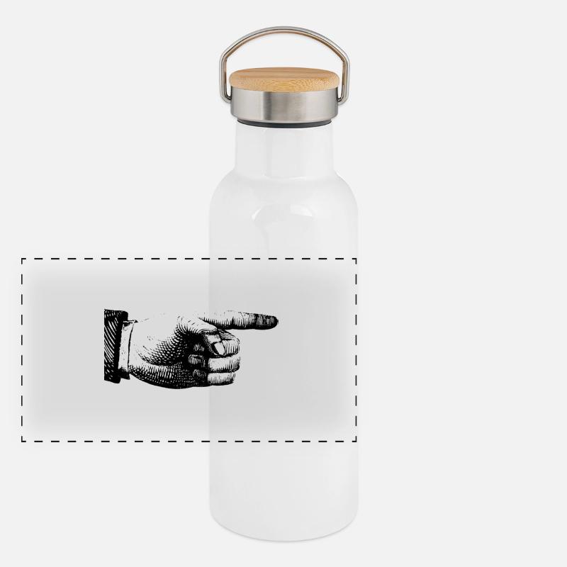 Finger pointing Panoramic Thermal Bottle with Bamboo Lid