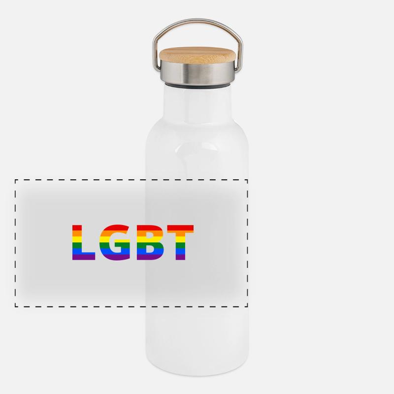 LGBT RAINBOW Gourde isotherme avec bouchon en bambou