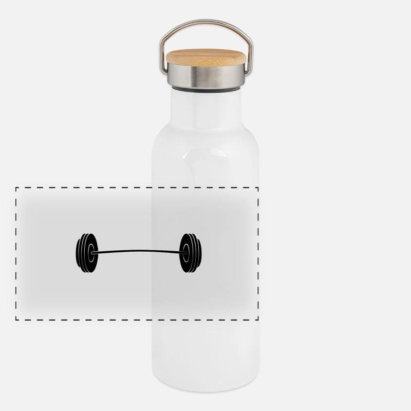 Langhantel Panorama Thermosflasche mit Bambusdeckel