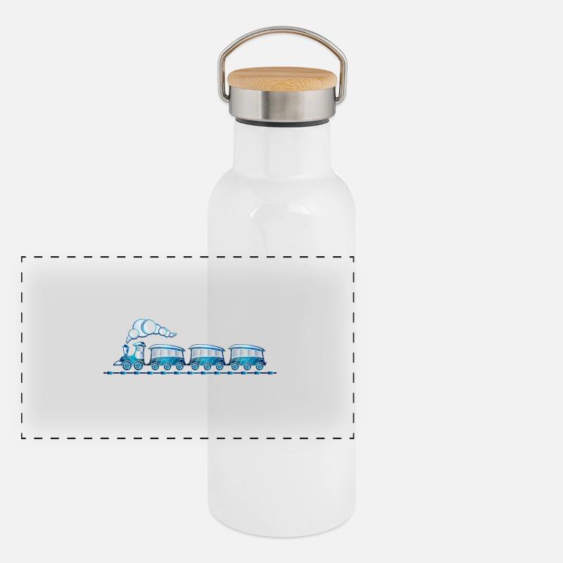 Zug Eisenbahn Spielzeugzug Panorama Thermosflasche mit Bambusdeckel