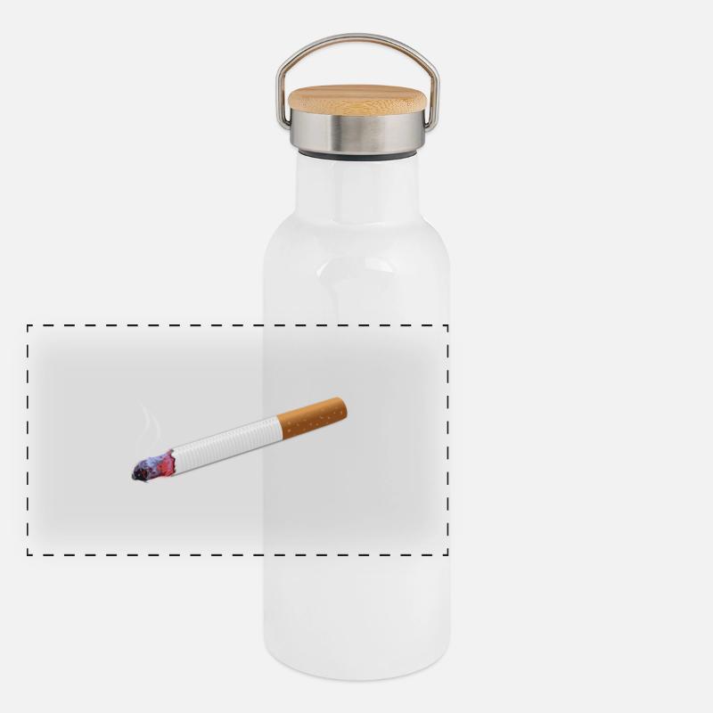 Cigarette - Panoramic Thermal Bottle with Bamboo Lid - white