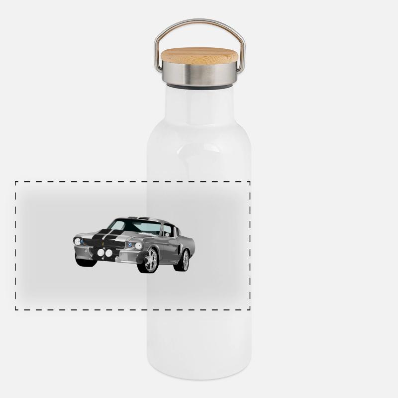 sports car Panoramic Thermal Bottle with Bamboo Lid