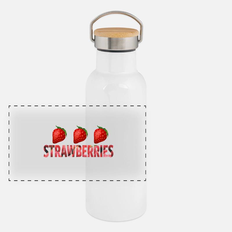 STRAWBERRIES Panorama Thermosflasche mit Bambusdeckel