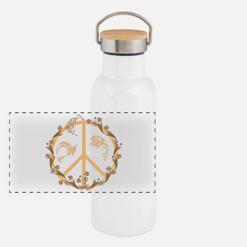 FRIEDE! Panorama Thermosflasche mit Bambusdeckel