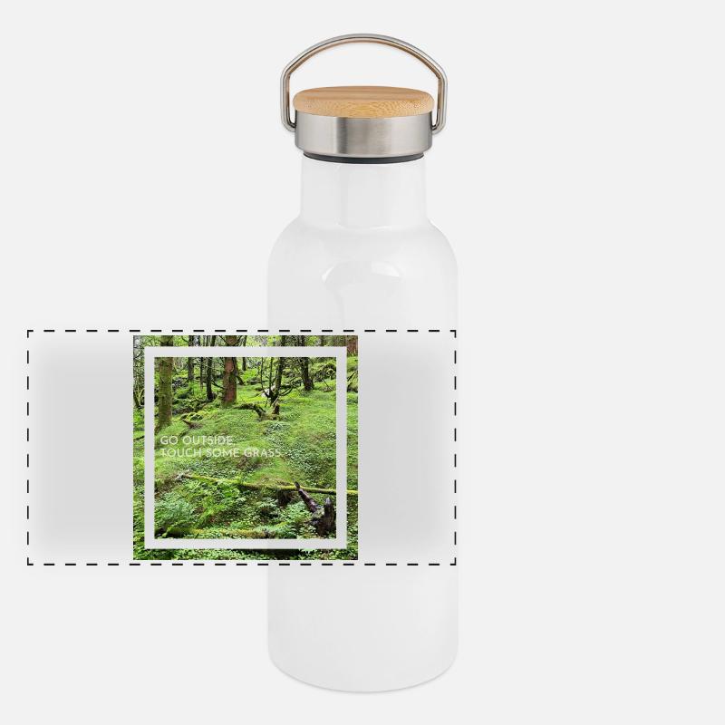 Go outside, touch some grass. Go outside... Panoramic Thermal Bottle with Bamboo Lid