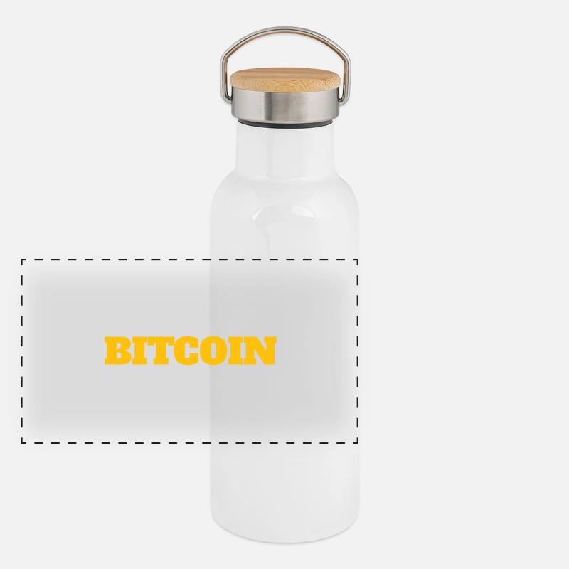 bitcoin Panorama Thermosflasche mit Bambusdeckel