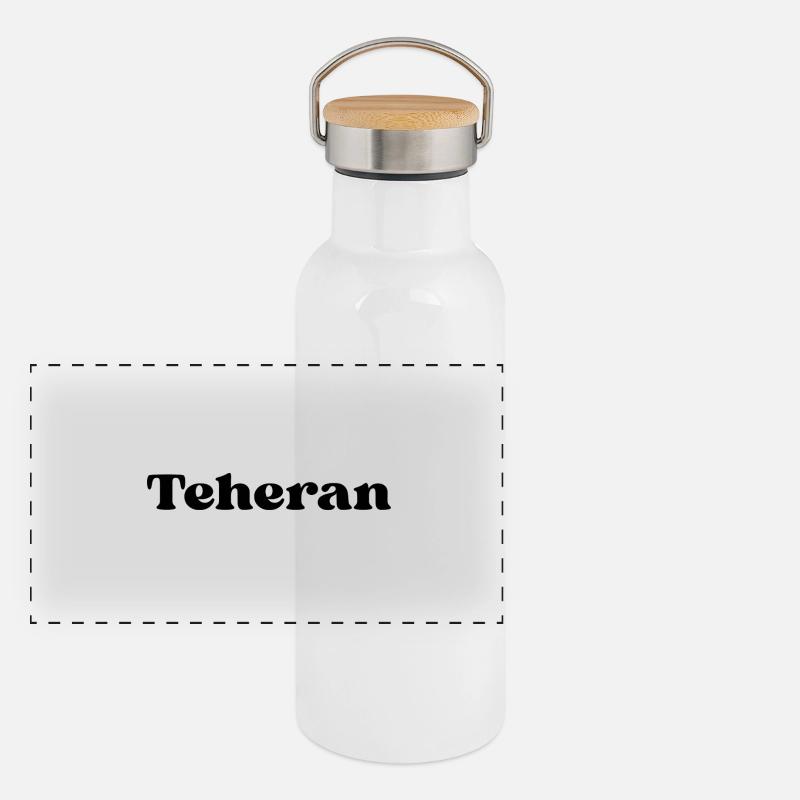 Tehran Lettering Design Panoramic Thermal Bottle with Bamboo Lid