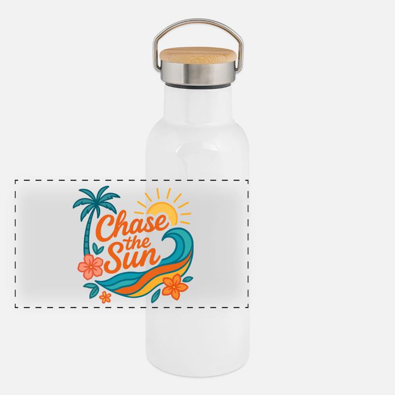 chase the sun | Sommer Design Panorama Thermosflasche mit Bambusdeckel