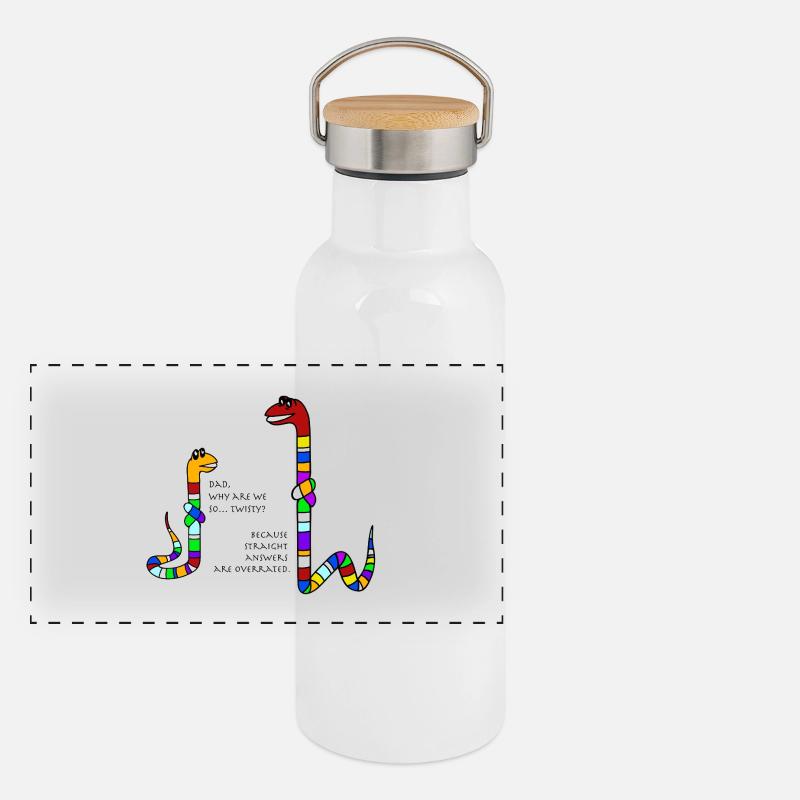 Twisty snakes Panorama Thermosflasche mit Bambusdeckel