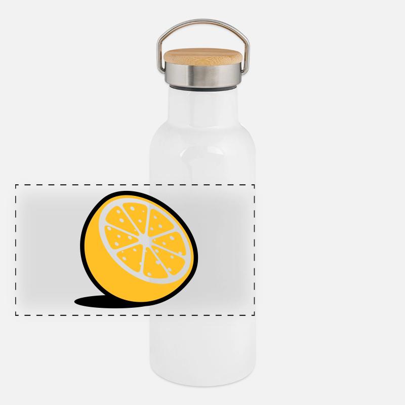 An Orange Panoramic Thermal Bottle with Bamboo Lid