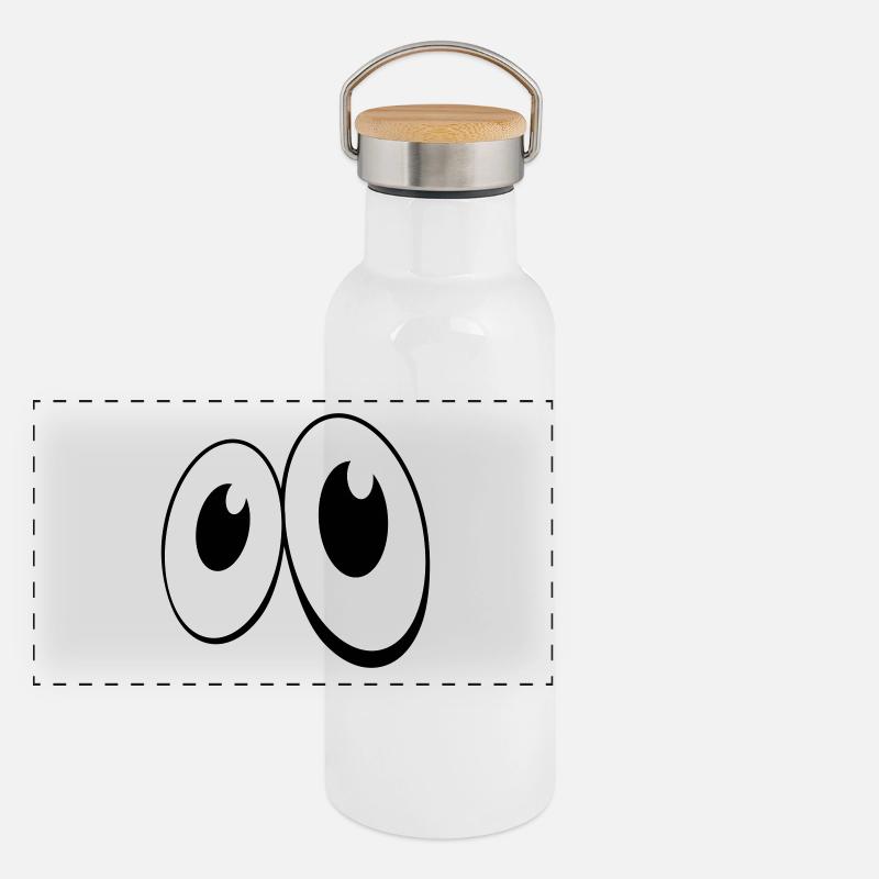 Augen Comic-Style (1c) Panorama Thermosflasche mit Bambusdeckel