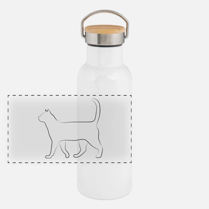 Miezen Katze cat cats Katzen Panorama Thermosflasche mit Bambusdeckel