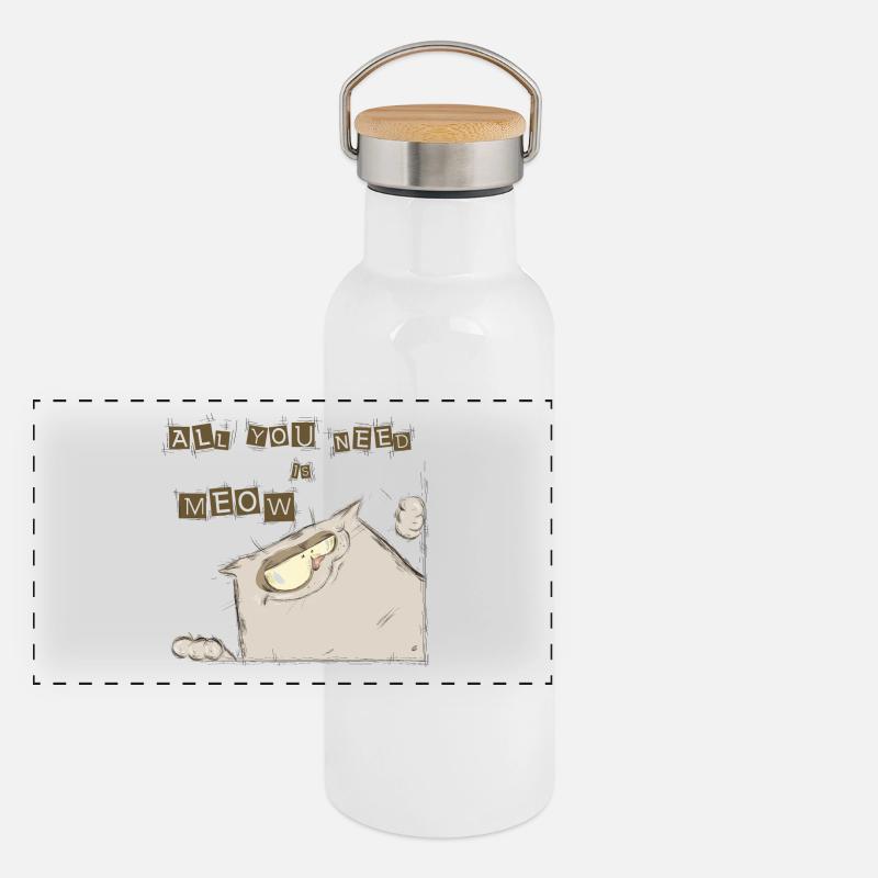 Funny cat Panoramic Thermal Bottle with Bamboo Lid