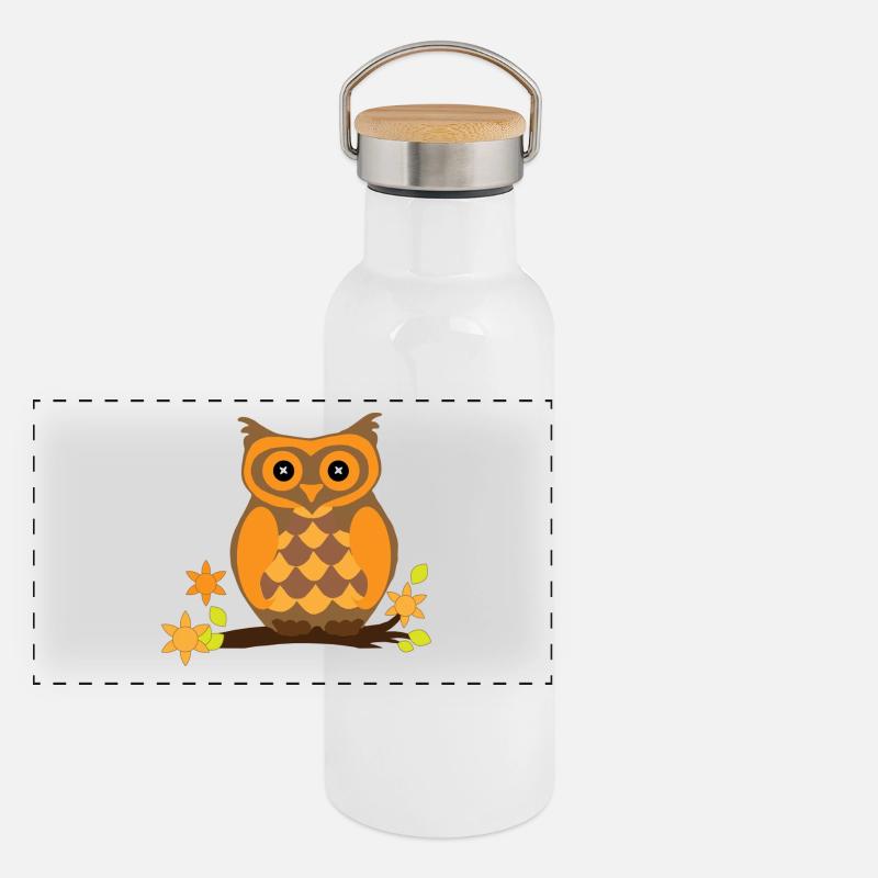 Chouette dorée Gourde isotherme avec bouchon en bambou