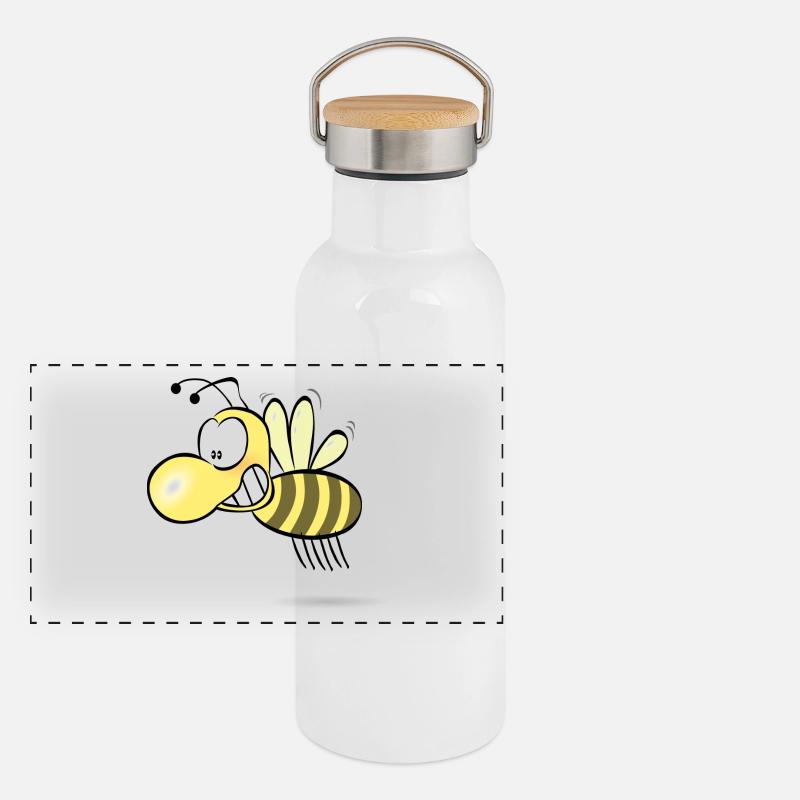 abeille drôle Gourde isotherme avec bouchon en bambou