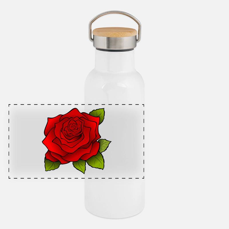 Mode rose motif! Gourde isotherme avec bouchon en bambou