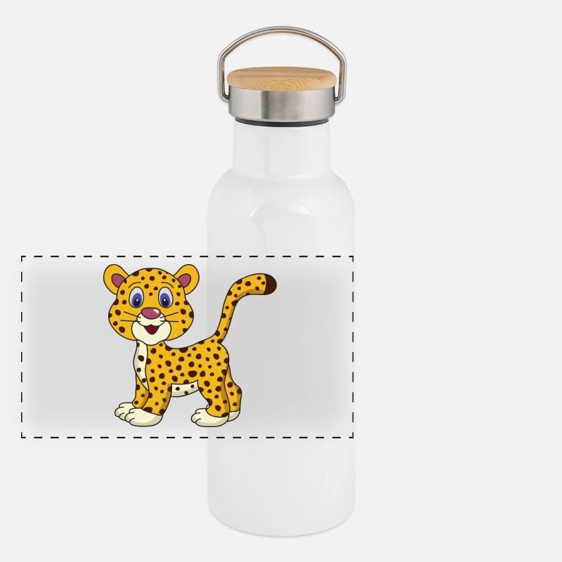 Baby Gepard Panorama Thermosflasche mit Bambusdeckel
