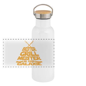 Science Fiction Grillen - Panorama Thermosflasche mit Bambusdeckel - Weiß - Vorne