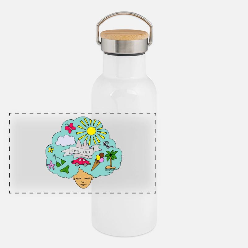 Der Sommer ist da! Panorama Thermosflasche mit Bambusdeckel