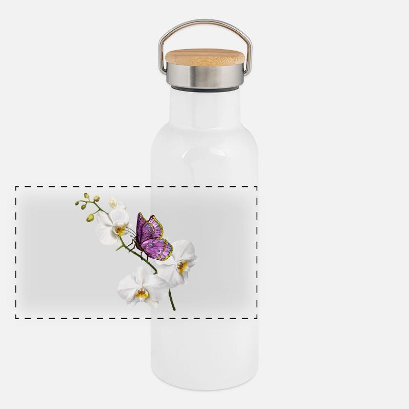 Butterfly Panorama Thermosflasche mit Bambusdeckel