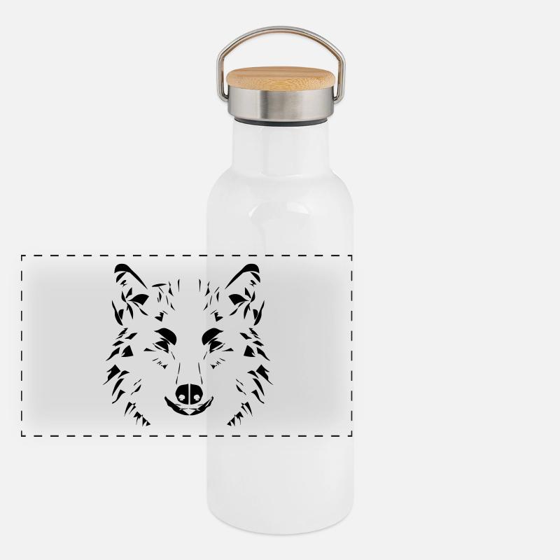 Loup Design Gourde isotherme avec bouchon en bambou