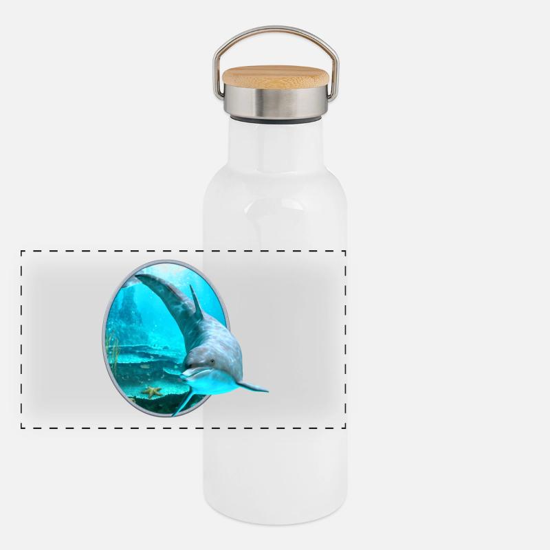 Dolphin Panorama Thermosflasche mit Bambusdeckel