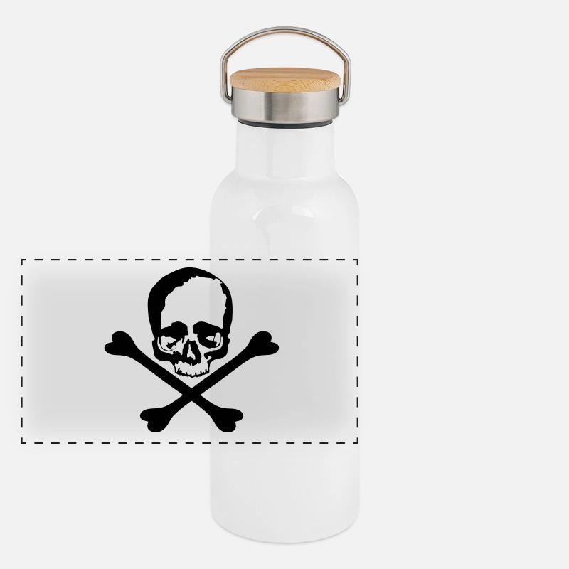 Totenkopf / Knochen / Skull / Bones Panorama Thermosflasche mit Bambusdeckel