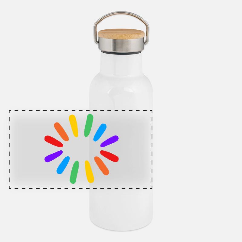 Regenbogensonne LGBTQIA Gay Pride Panorama Thermosflasche mit Bambusdeckel