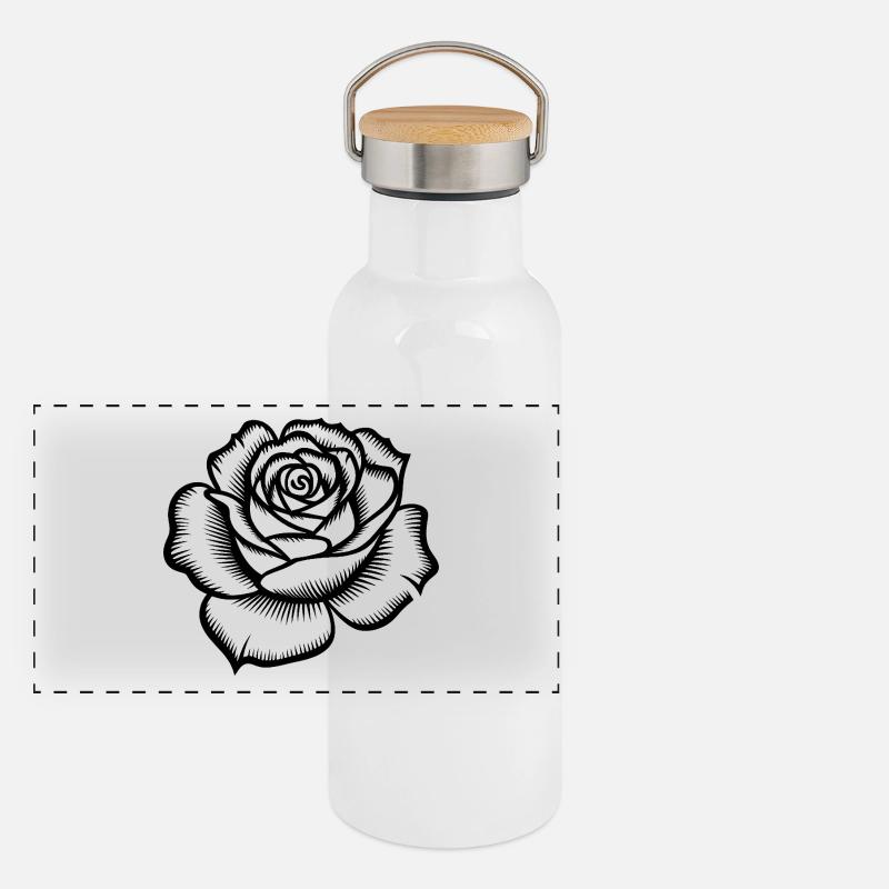 Rose - Logo botanique cool Gourde isotherme avec bouchon en bambou