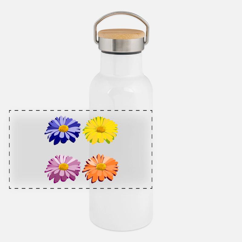 fleurs Gourde isotherme avec bouchon en bambou