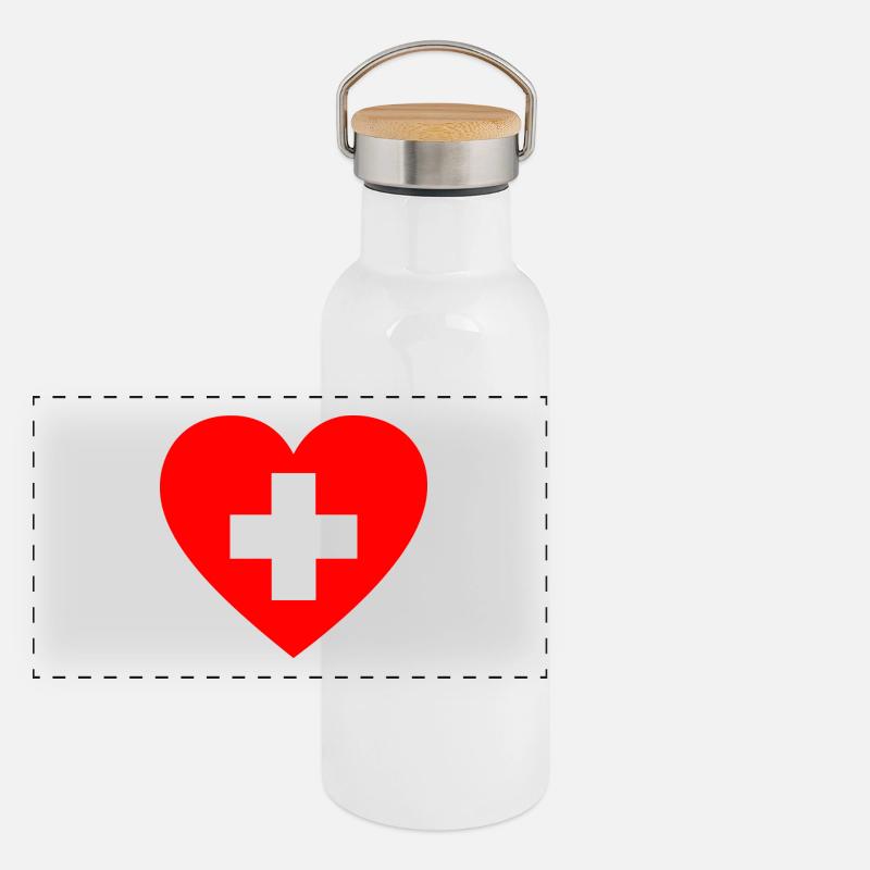 Cœur de secourisme Gourde isotherme avec bouchon en bambou
