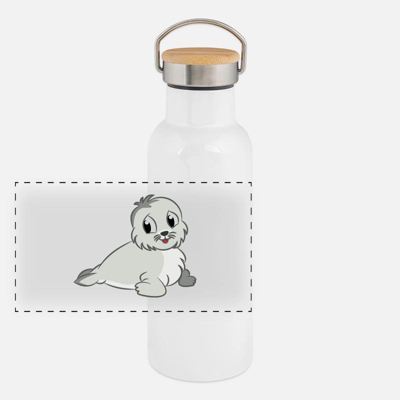 bébé phoque Gourde isotherme avec bouchon en bambou