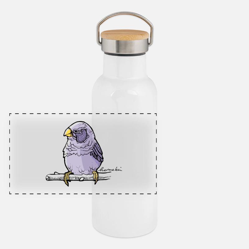 Der Spatz, Dein Freund Panorama Thermosflasche mit Bambusdeckel