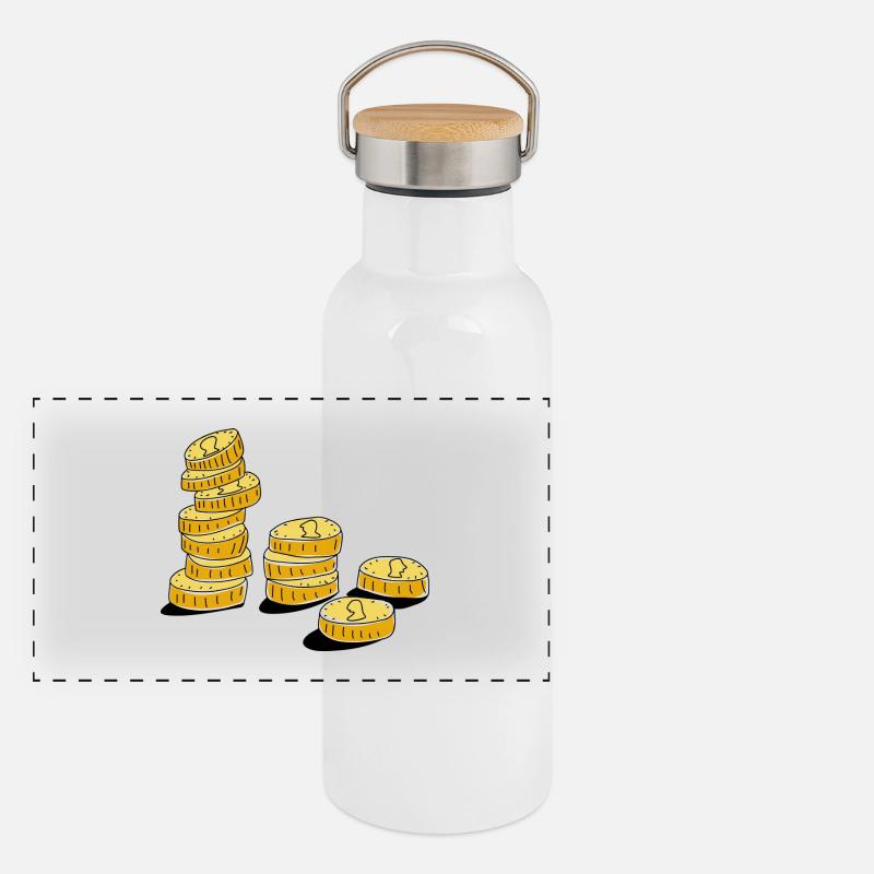 Money coins Panoramic Thermal Bottle with Bamboo Lid