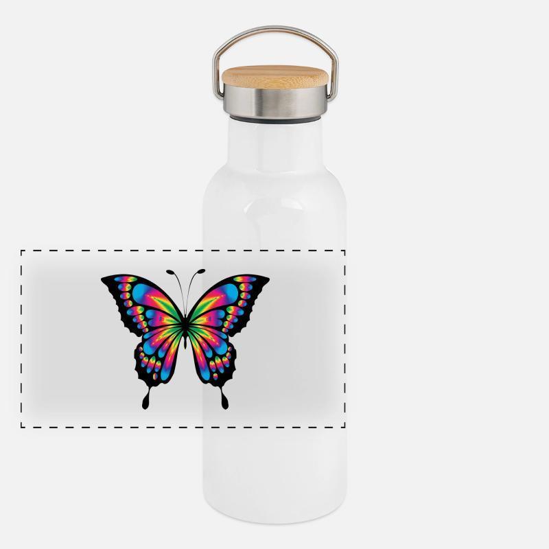 Butterfly Panorama Thermosflasche mit Bambusdeckel