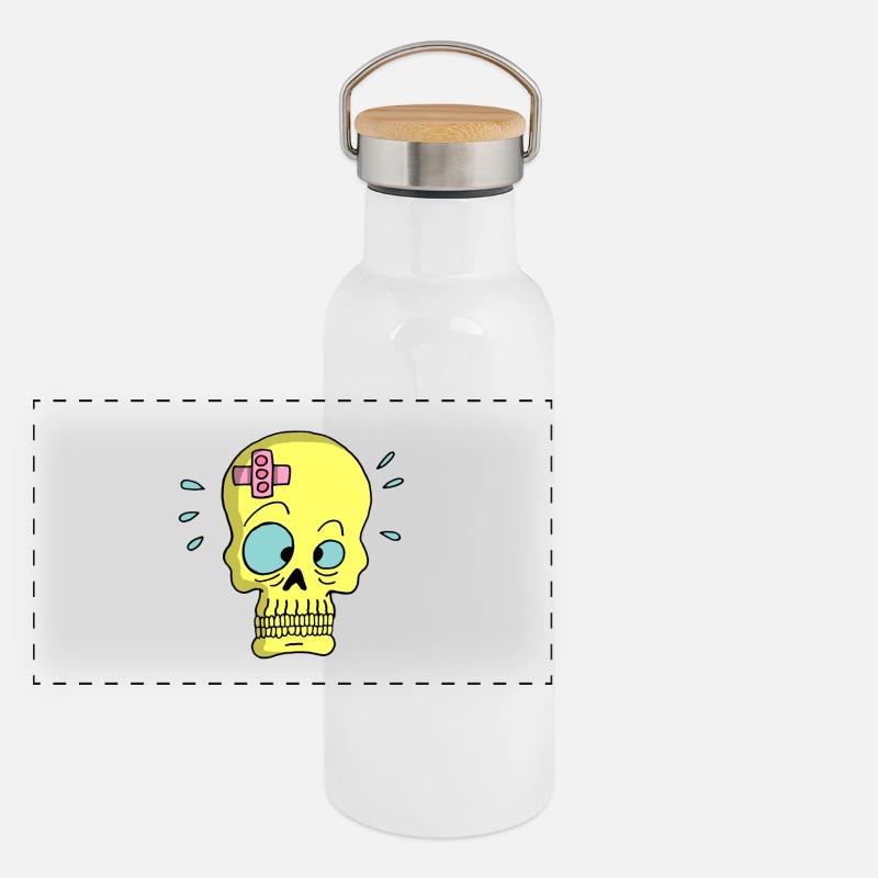 Skull and sticking plaster Panoramic Thermal Bottle with Bamboo Lid