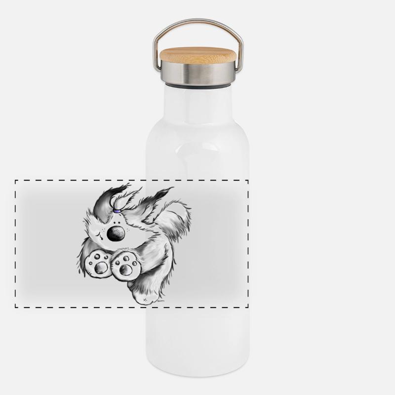 Flying Bearded Collie- Beardie - T-Shirt design Panoramic Thermal Bottle with Bamboo Lid