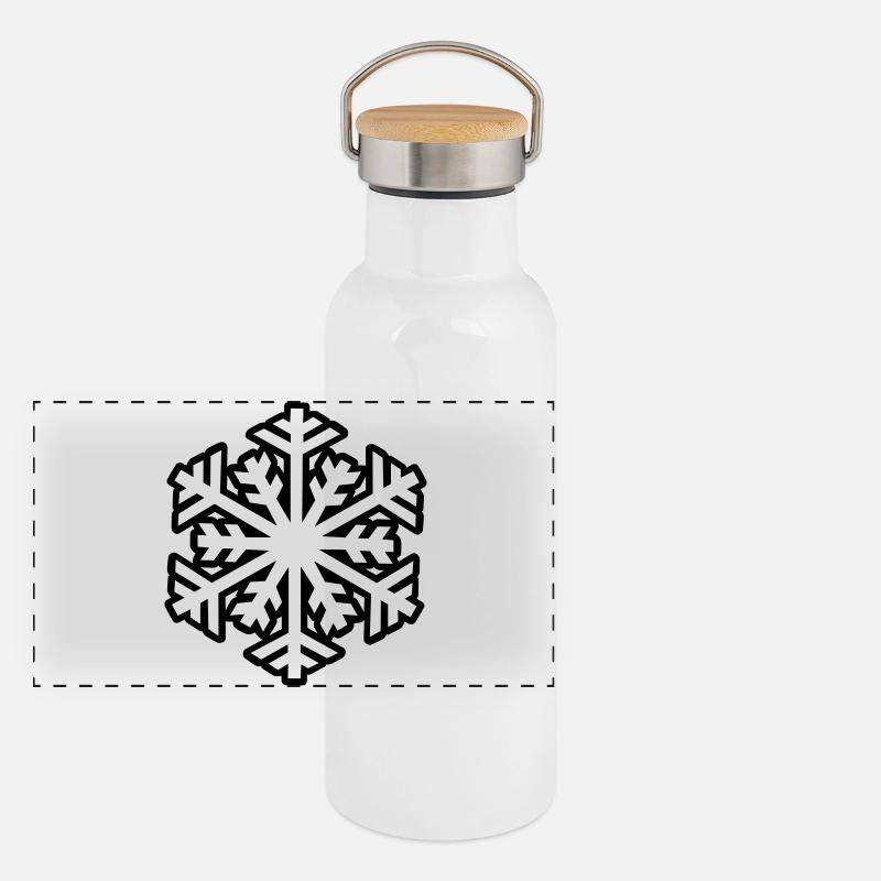 snowflake Panoramic Thermal Bottle with Bamboo Lid