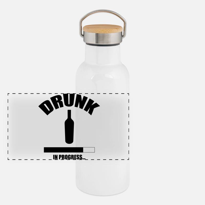 Drunk in progress... Gourde isotherme avec bouchon en bambou