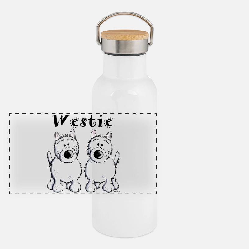 Mignon West Highland Terrier Gourde isotherme avec bouchon en bambou