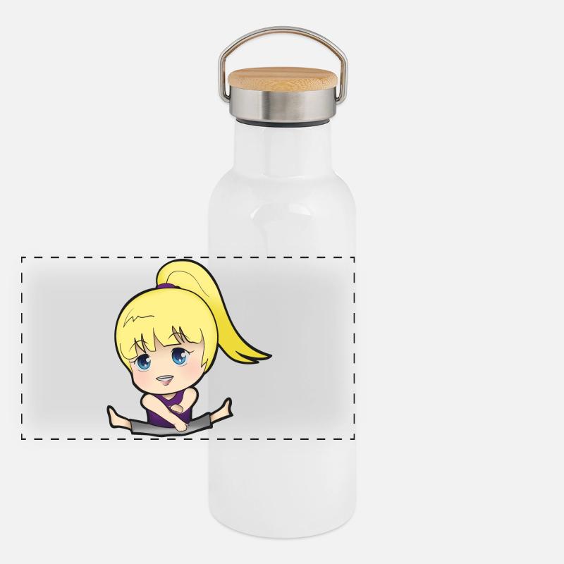 Chibi Anime Manga Splitkick Gourde isotherme avec bouchon en bambou