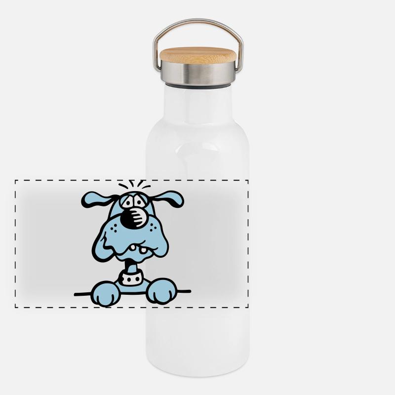 Happy Dog Panoramic Thermal Bottle with Bamboo Lid