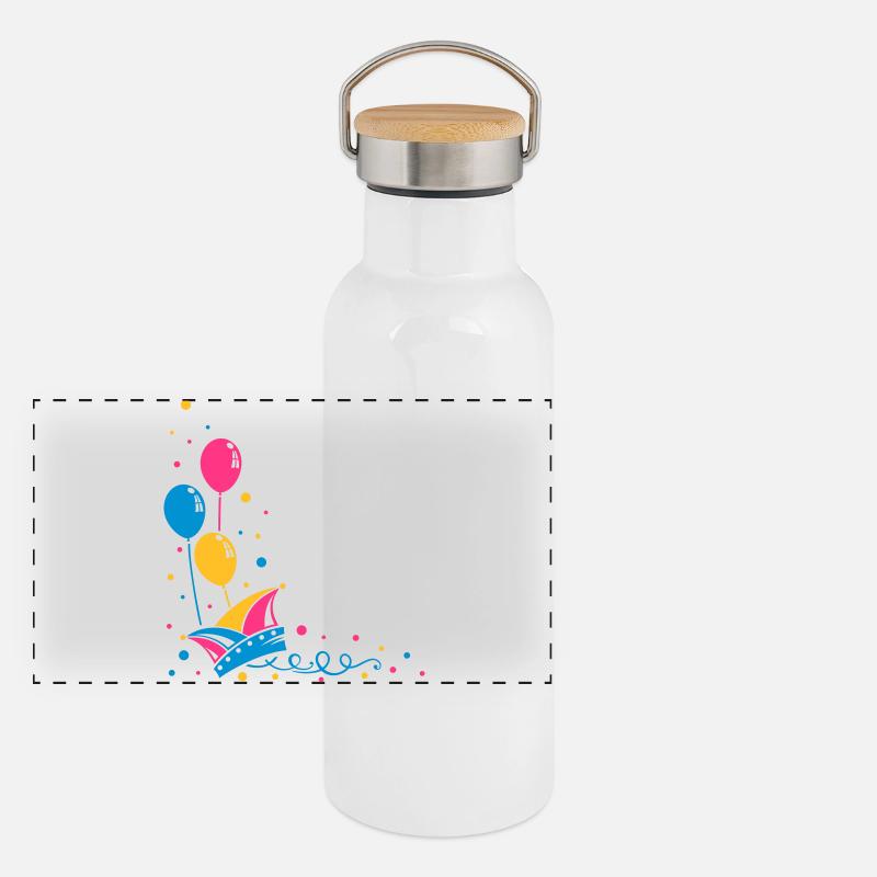 Narrenkappe Karneval Fasching Panorama Thermosflasche mit Bambusdeckel