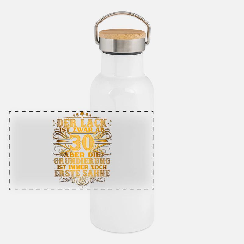 30. Geburtstag Panorama Thermosflasche mit Bambusdeckel