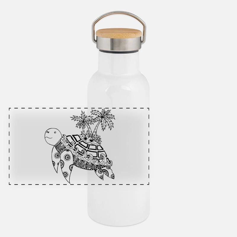 Turtle with island on its back Panoramic Thermal Bottle with Bamboo Lid