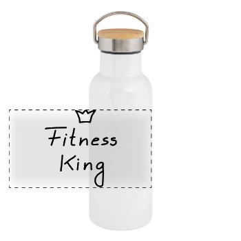 iYpsilon Fitness King - Panorama Thermosflasche mit Bambusdeckel - Weiß - Vorne
