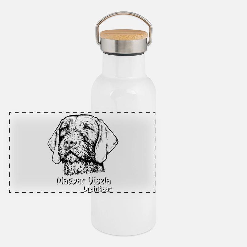 Magyar Viszla Drahthaar Panorama Thermosflasche mit Bambusdeckel