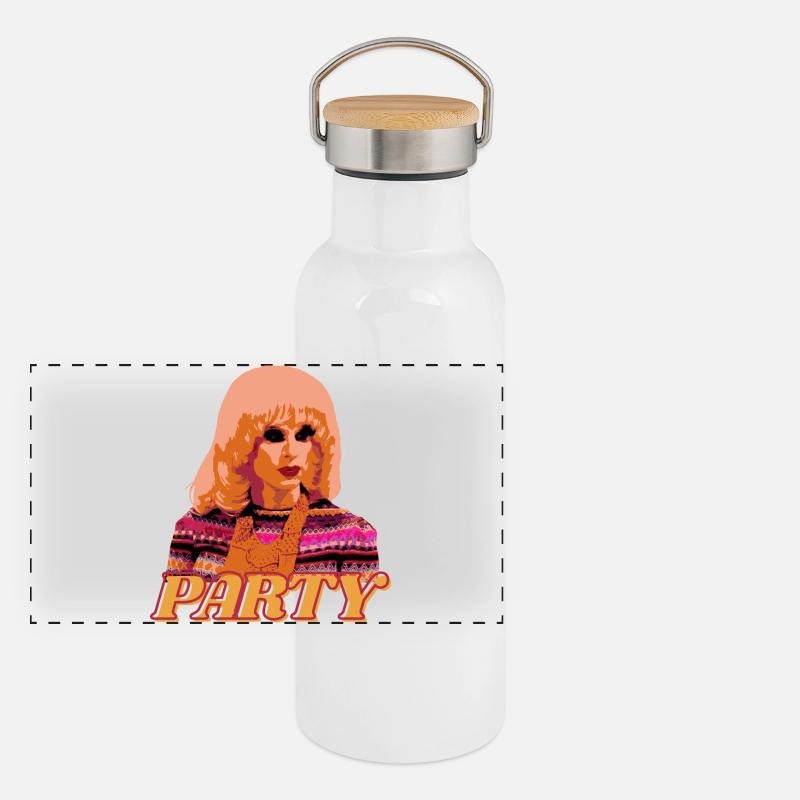 Katya Drag Queen Party Vibes – Pop Art Style Panoramic Thermal Bottle with Bamboo Lid