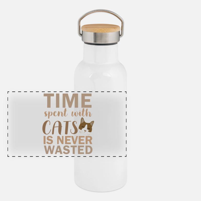 Temps passé avec les chats Gourde isotherme avec bouchon en bambou